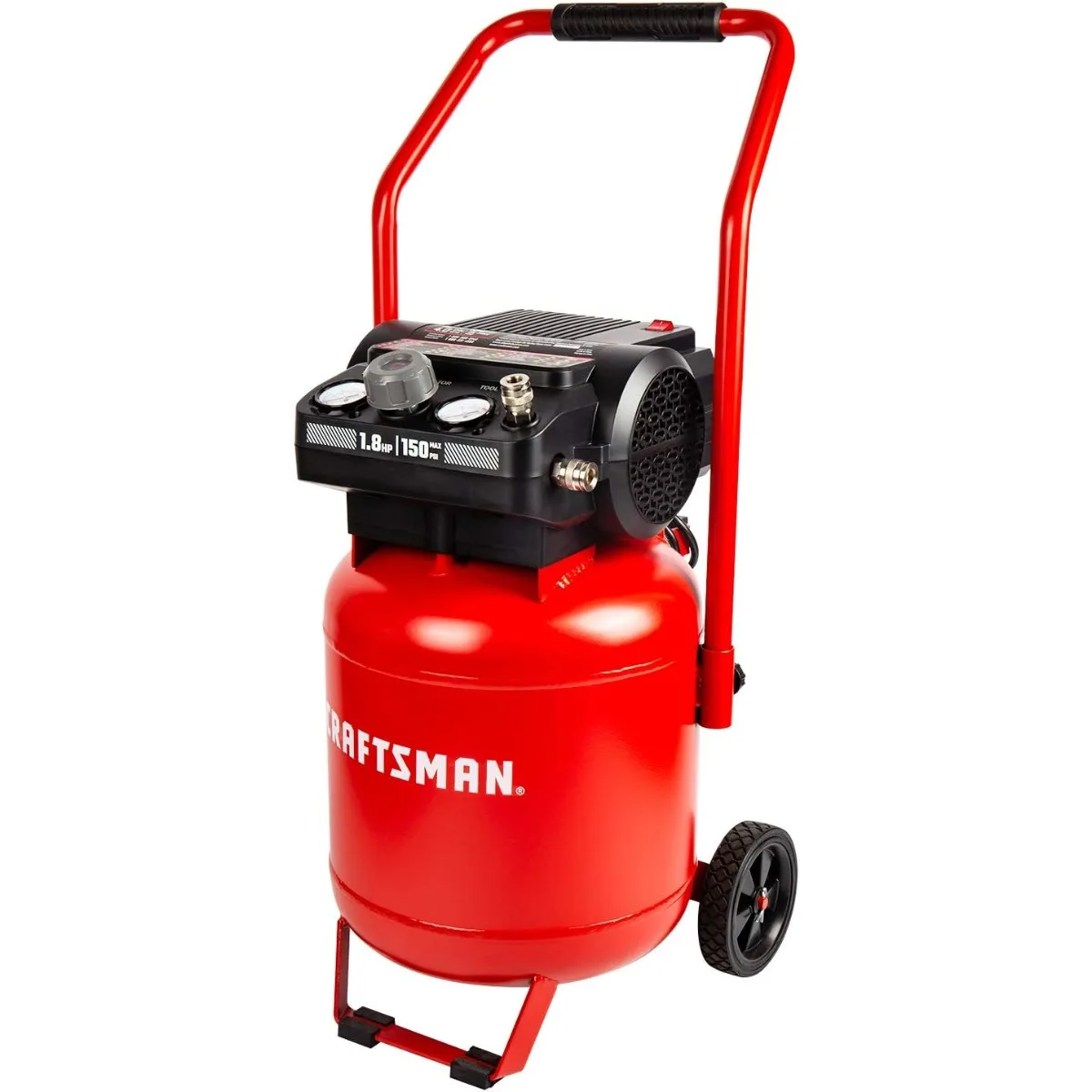 

Craftsman Air Compressor 10 Gallon Peak 1.8 Horsepower Oil-free Compressor Max 150 PSI Vertical Compressor Air Tools USA