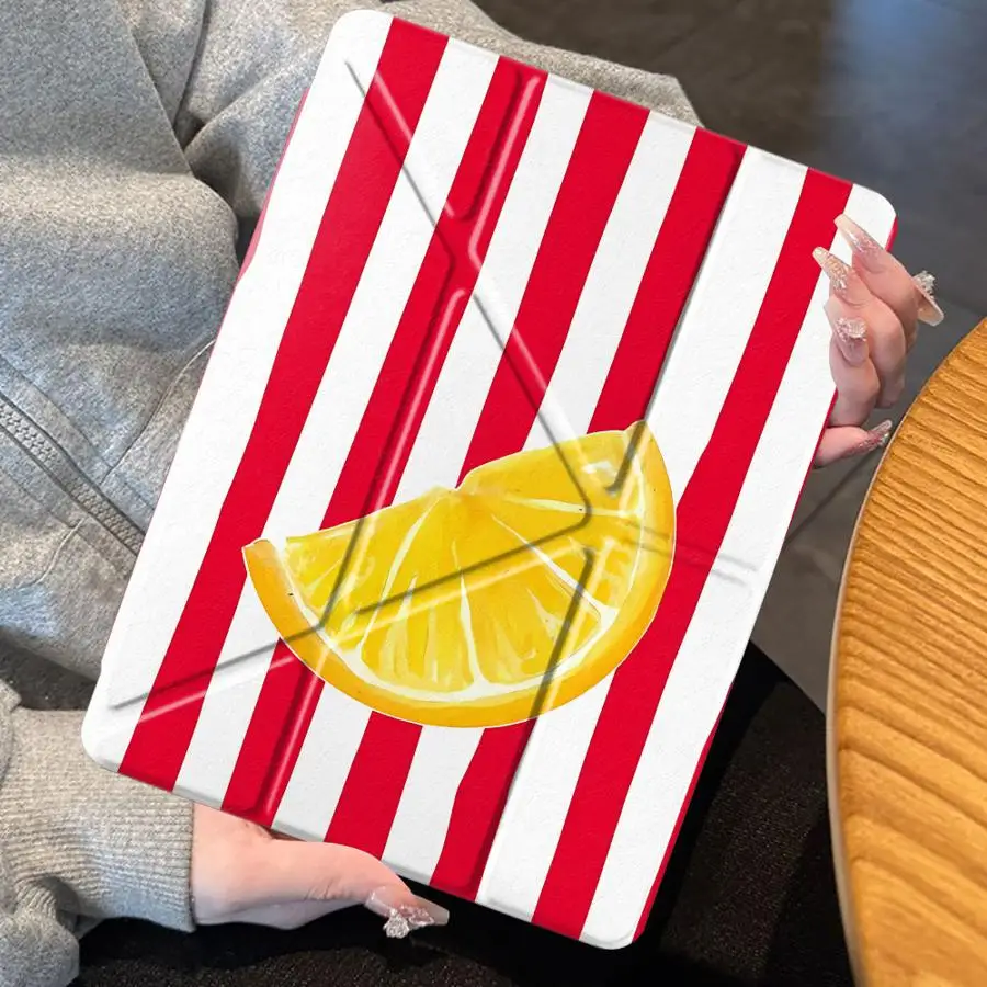 Stripe Lemon Pattern Tablet Case For iPad Pro 2025 Pro 11th 10th 9th 8th 7th 12.9inch Air 4 5 M3 M2 M4 11inch Mini 6 7 Holder