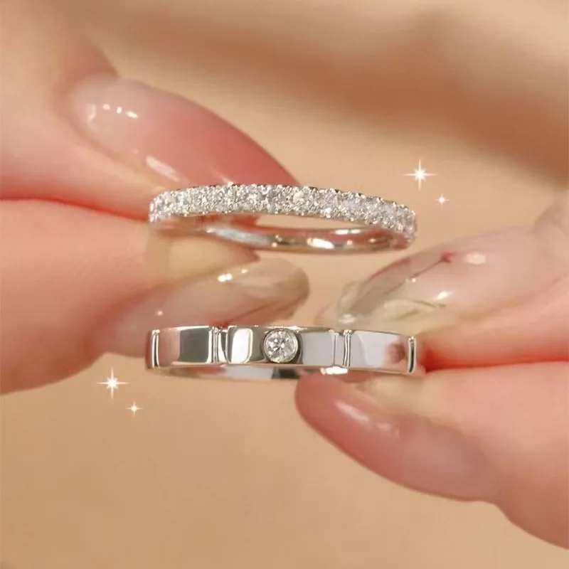 Ins Style Starry Couple Rings for Men & Women, Promise Wedding Ring Valentine Gift Adjustable Open Band Jewelry
