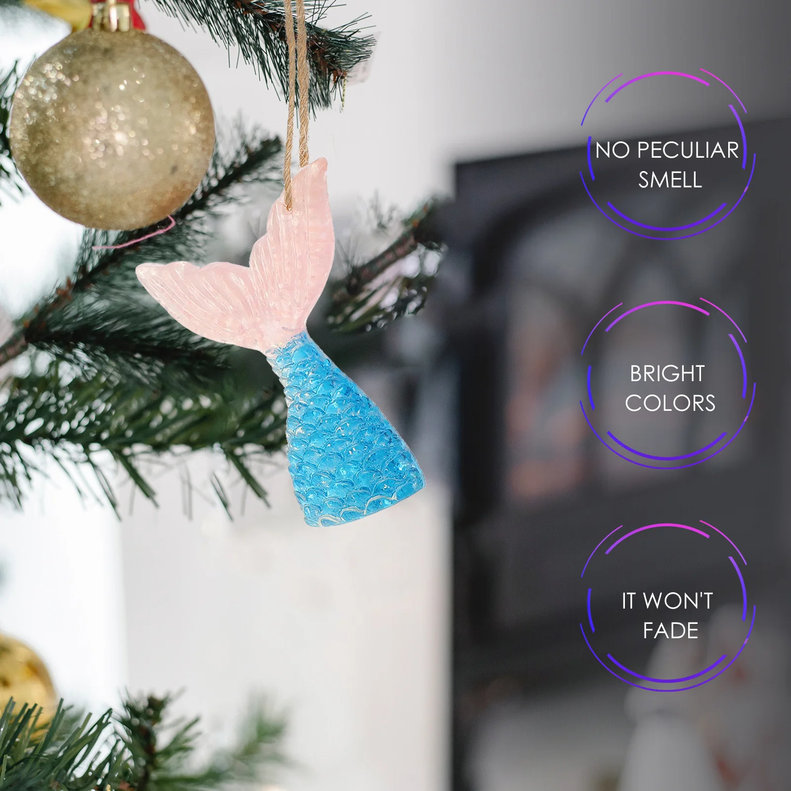 

7Pcs Fish Tail Resin Pendants Color Hanging Decor for Party Wedding DIY Wall Door Room Decor Mediterranean Style