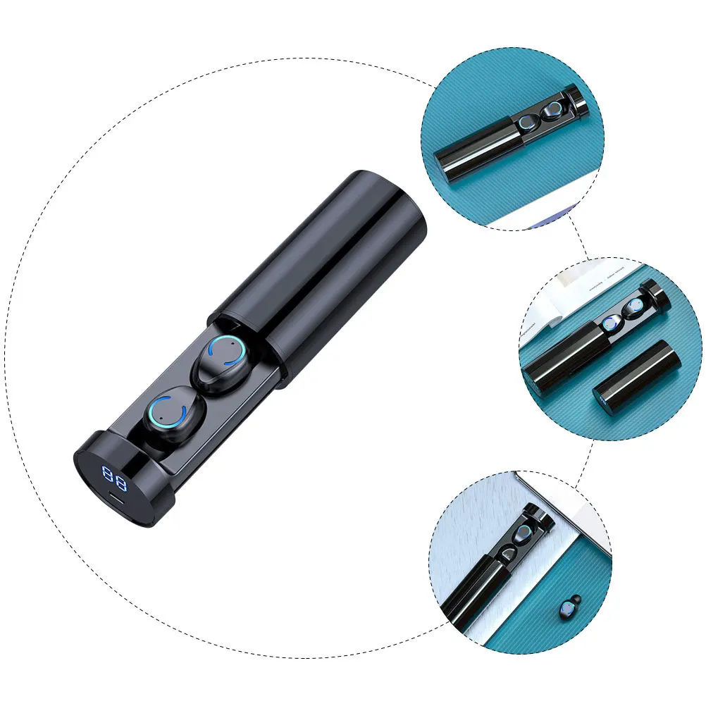 

1Set Earphones Mini Wireless Earbuds Stereo Noise Reduction Ergonomic Design Portable USB Charging Stable Signal