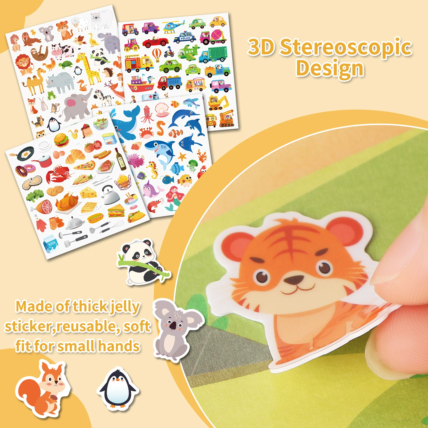 Reusable Cartoon Sticker Book for Kids DIY Puzzle Game Educational Learning Toy Classic Multiple Scenes for Children's Age Gift