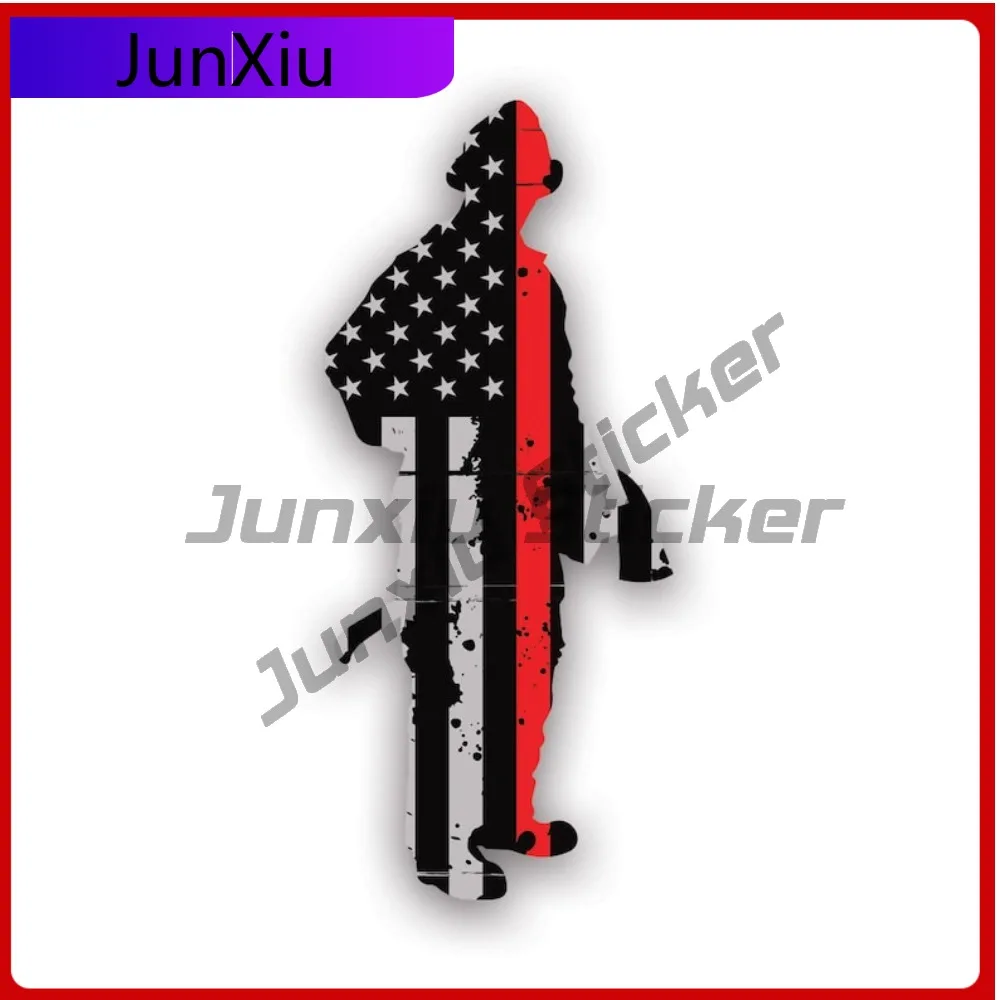 

Tattered Thin Red Line American Flag Funny Bumper Waterproof Vinyl Decal For Mobile Phones High Quality Unique Decor Creative