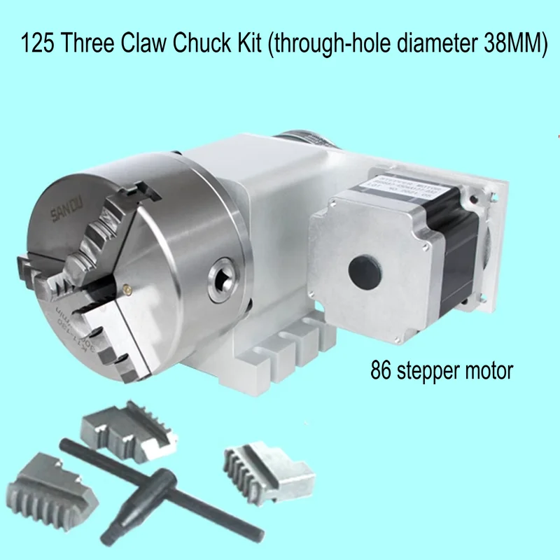 Carving Machine Fourth Axis CNC Dividing Head A Axis Rotating Axis Hollow Axis Through-hole Diameter 30MM Three Jaw Chuck 130
