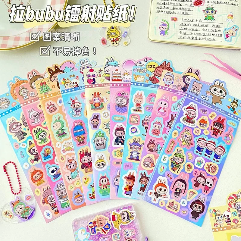 Anime Labubu Cartoon Stickers Creative Cute POP MART Children's Paster Handbook Mobile Bag Decoration Stationery Sticker Gifts