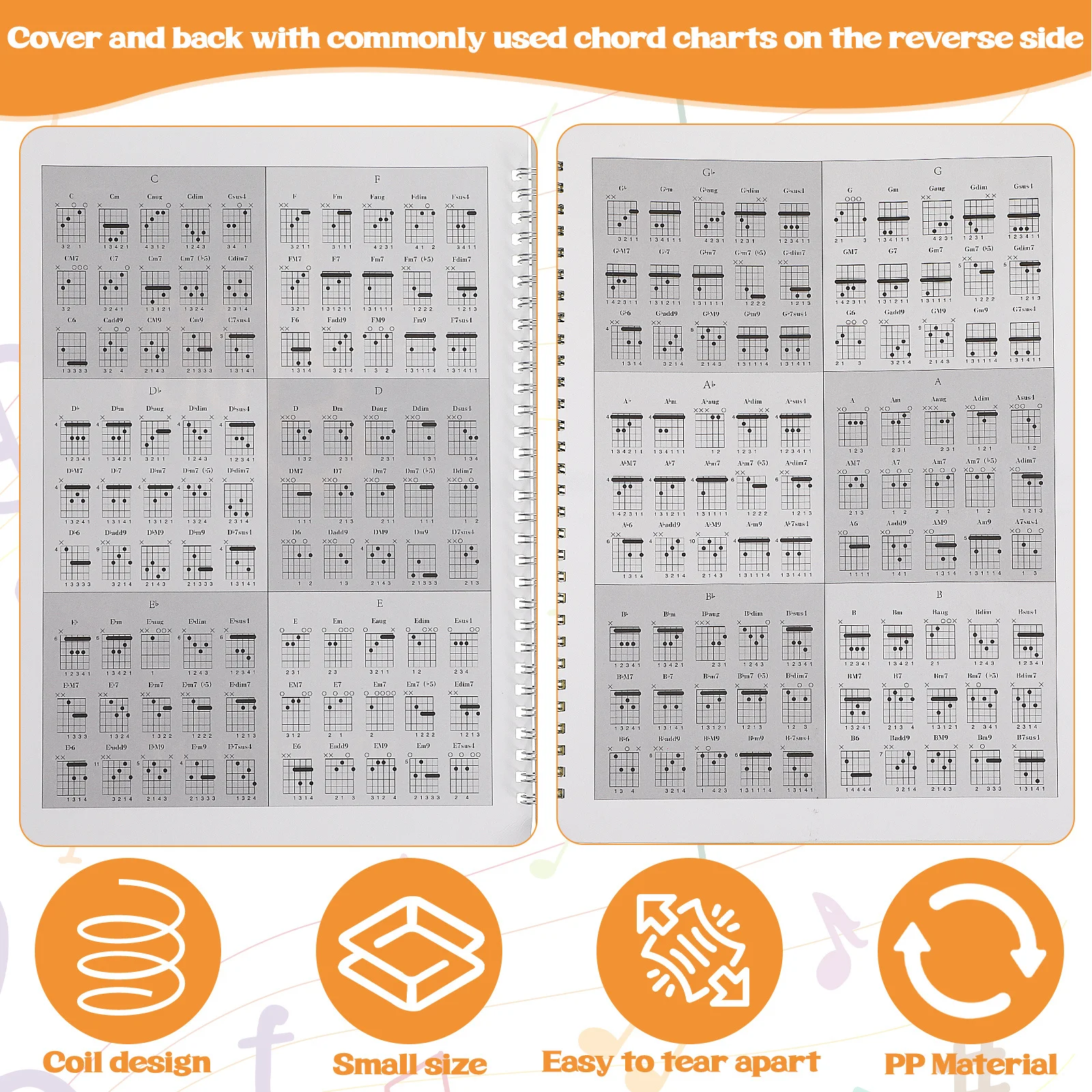 مقاوم للماء ورقة الغيتار الموسيقى دفتر ستة خط وتر كتاب حجم المحمولة للممارسة في الهواء الطلق مثالية لتذكى النقاط #3