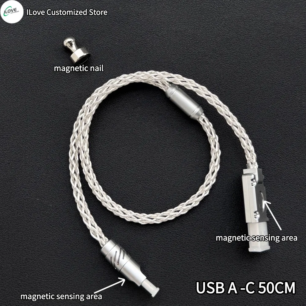 8k-Tastaturkabel Einkristallkupfer Magnetisch steuerbare Beleuchtung für Esports-Hub/HMlab-Hub 15cm C-C/15cm/1,3m USB-C