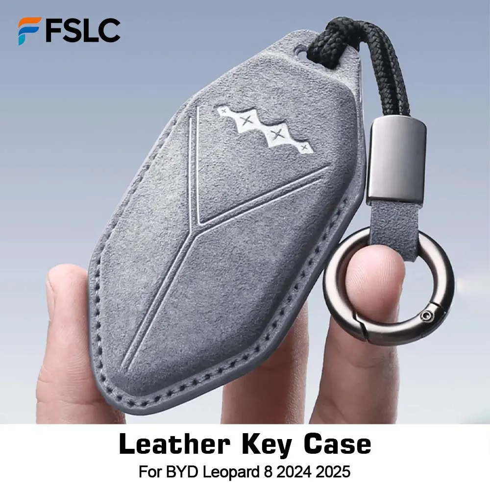 

⭐Genuine⭐ For BYD Leopard 8 2024 2025 Car Styling Leather Key Case Key Cover NFC Card Protection Cover Shell Buckle Suede Auto
