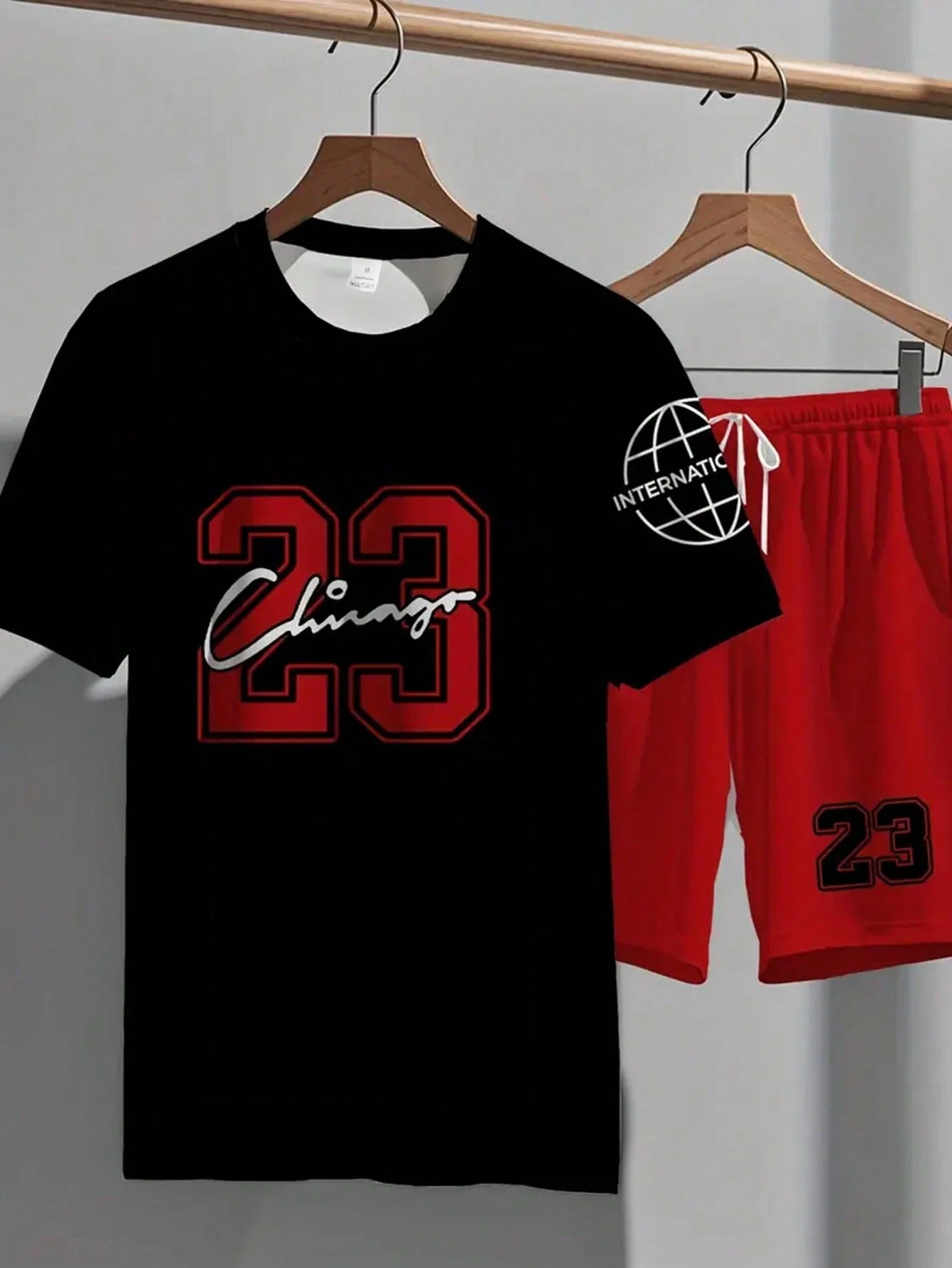 

Мужской комплект из футболки с коротким рукавом и шорт с цифровым принтом, повседневная спортивная одежда больших размеров