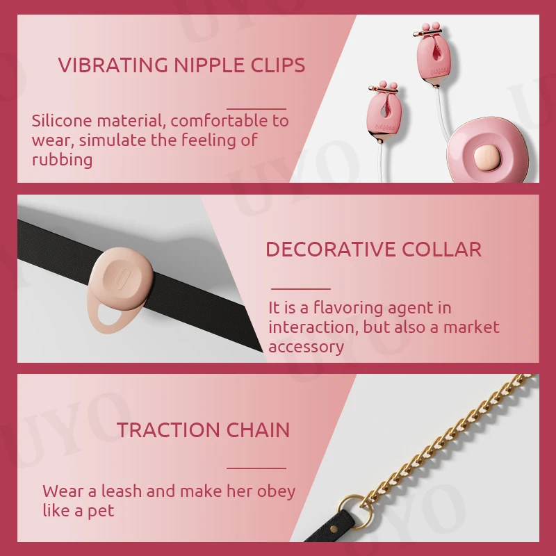 BDSM set nipple clip vibrator nipple stimulation tow chain collar couple adult games role play nipple sex toy