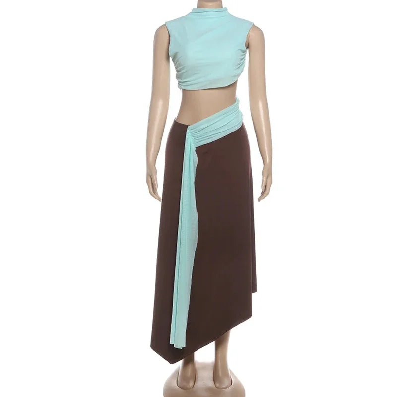 리본 허리 없는 드레스 여성 섹시 패치워크 백리스 민소매 심플 프롬 파티 스트레치 우아한 불규칙 바디콘