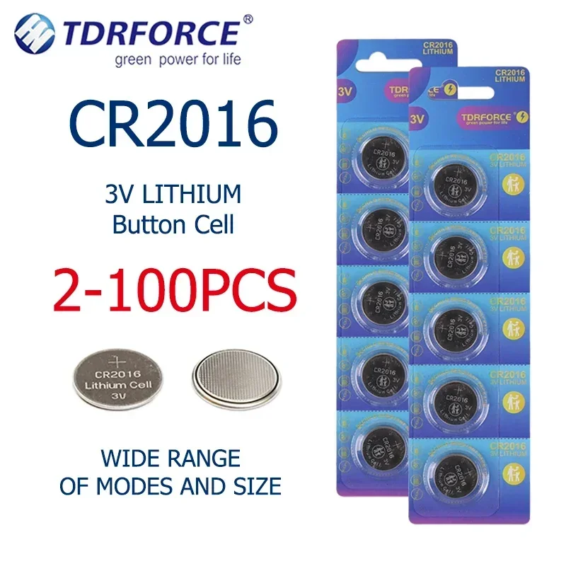 

2-100PCS CR2016 Button Battery cr2016 3V Lithium Battery Batteries Coin Battery for Watch Cell Car Remote Computer Motherboard