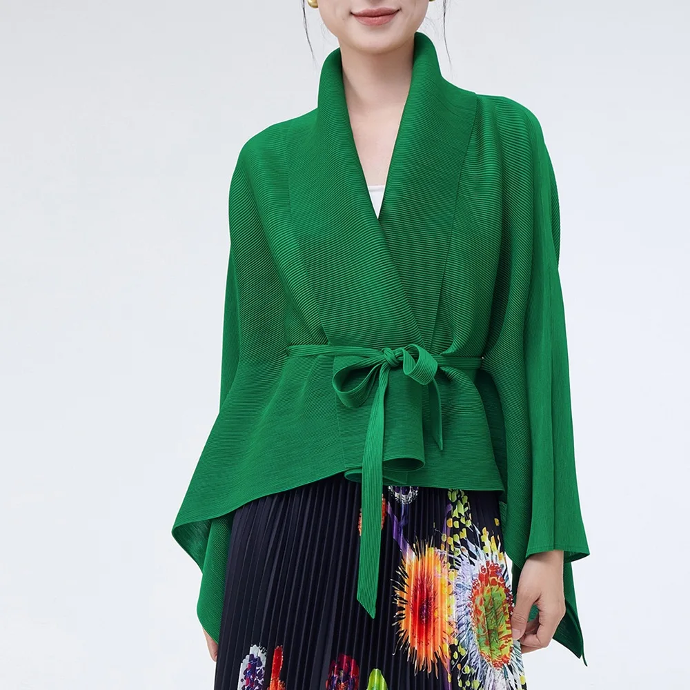 

Женская весенняя верхняя одежда, кардиган, шаль, новинка 2026, свободная расклешенная женская верхняя одежда с лацканами и завязками в асимметричном стиле, топ