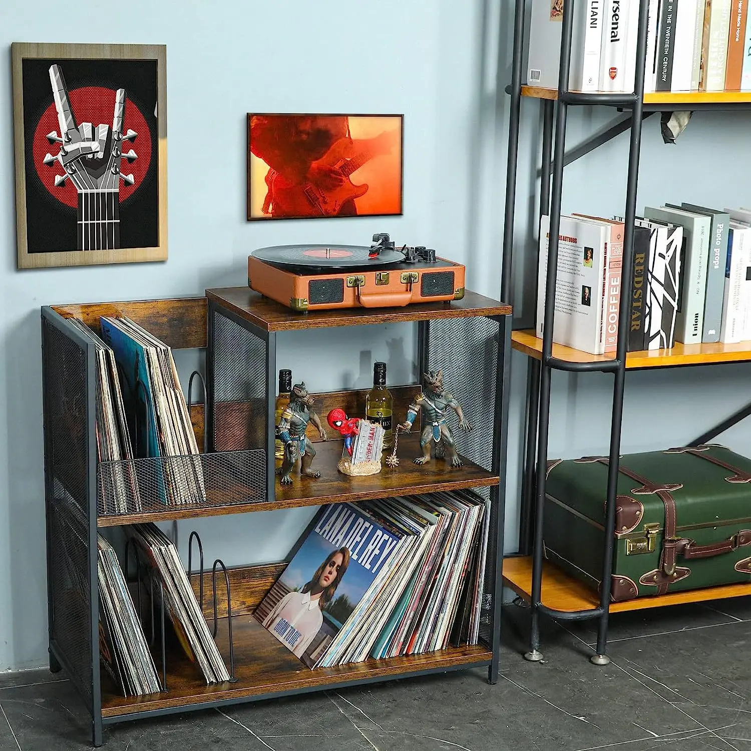 Home Living Room Office Bedside Sofa Side Books Magazines Vinyl Record Storage Rack Song Rack