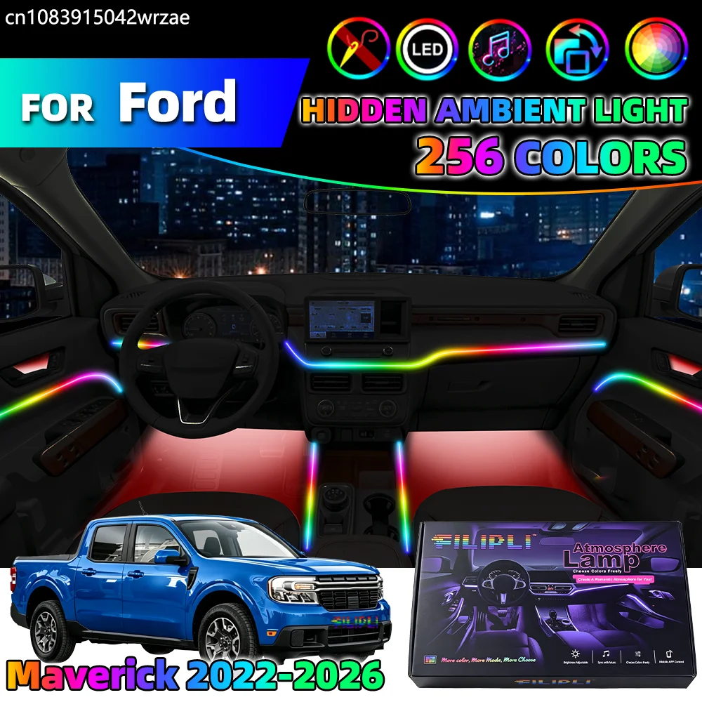 

18 in 1 For Ford Maverick 2022-2026 Years Car Interior Ambient Lights Strips Breathing Lighting Kit App Control Auto LED strips