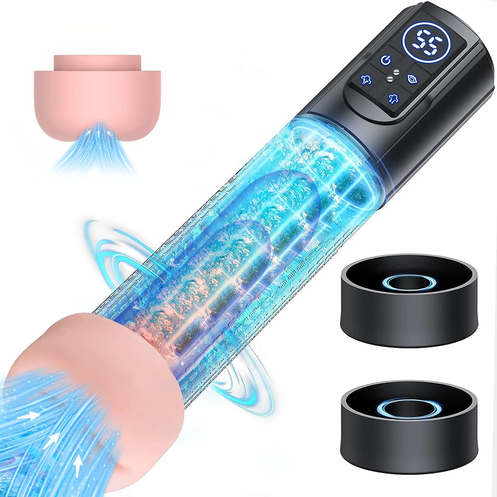 IPX7 Waterproof Electric Penis Pump for Enlargement Man Vacuum Pump Enlargement Extend Pump 4 Suction Levels 2 Silicone Sleeves