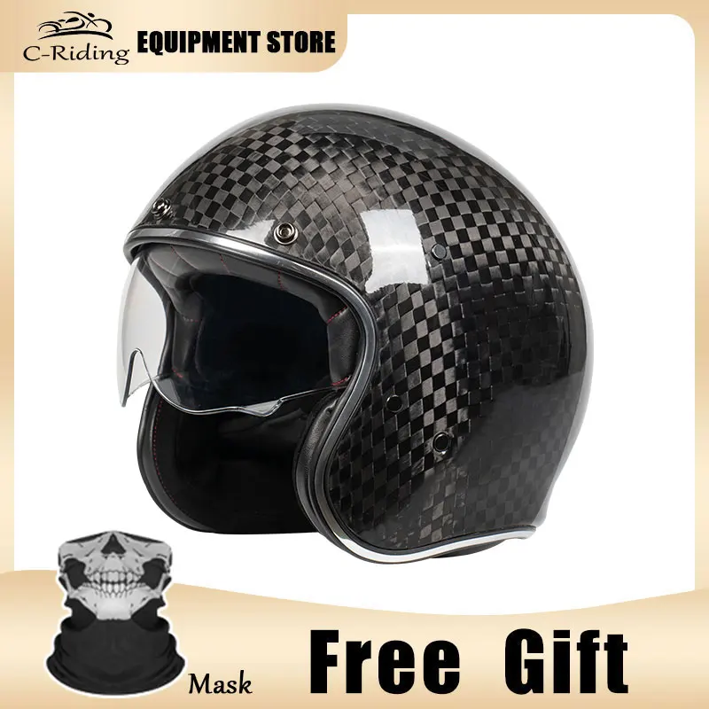 High Quality Carbon Fibre Motorcycle Helmet Men Women Motorbike Helmet Motocross Helmets Casque Motocross Open Face Racing Helme