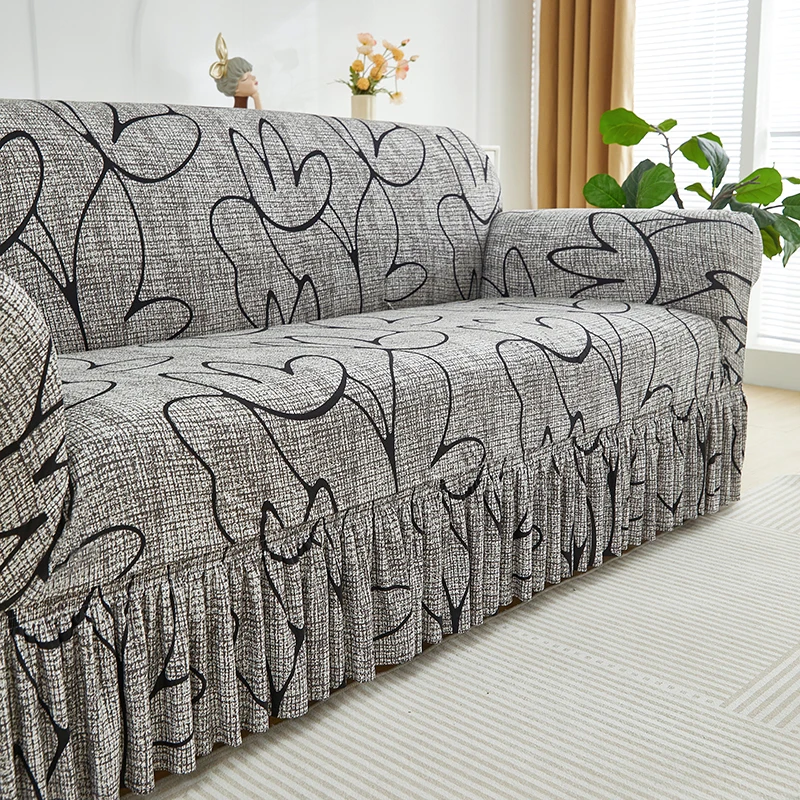 Printed hem Sofa Cover All-inclusive Stretch Elastic Slipcovers Full Couch Cover Sofa Seat Covers for Living Room 1/2/3/4-Seater