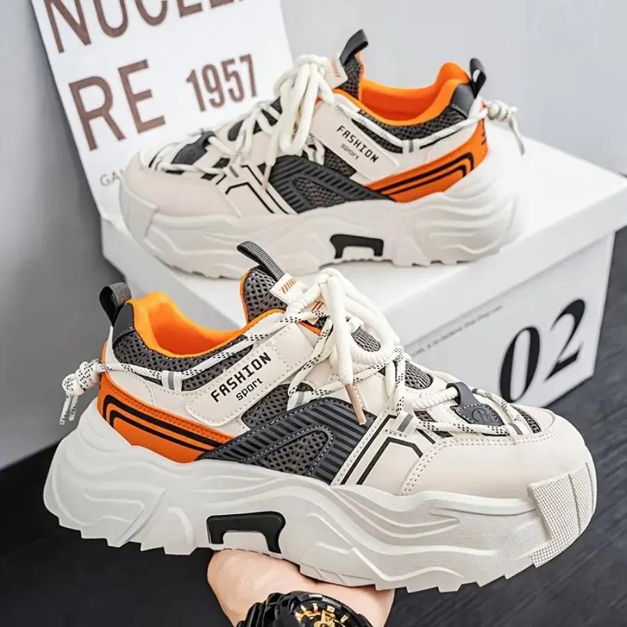 

Men's Retro Four-Eyelet Golden Stripe Sneakers - Non-Slip Low-Top Sneakers Suitable for Running Commuting and Gym Cushioning So