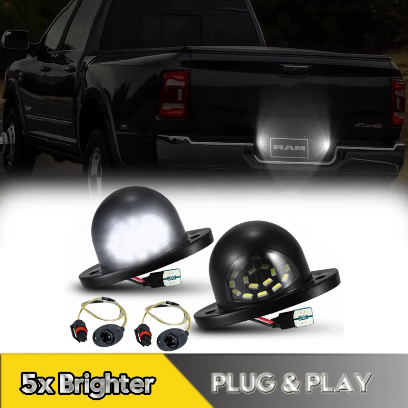 

2Pcs No Error LED Number License Plate Lamps For Dodge Ram 1500 2500 3500 Pickup 1994-2002 6000K White Car Accessories