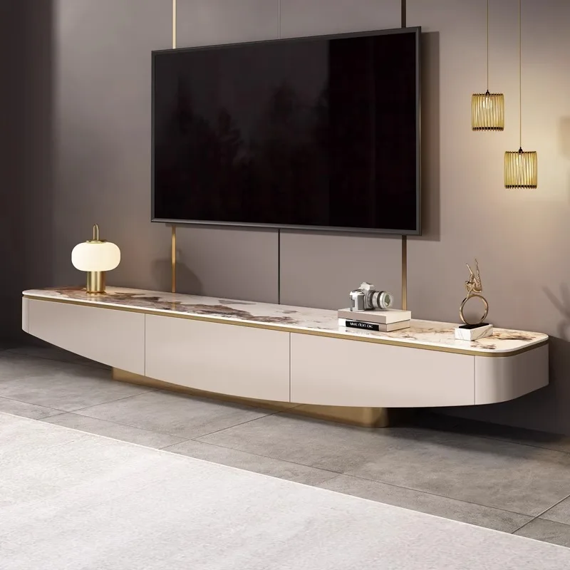 

Light luxury rock slab TV cabinet coffee table combination Italian floor-to-ceiling high-end modern simple household