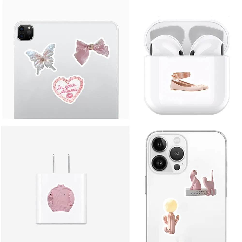 مجموعة ملصقات وردية لطيفة (100 قطعة) - ديكور باستيل كاواي لزجاجة المياه والمذكرات - تسجيل مورهان وكانتيك لمتجر يور لايف #5