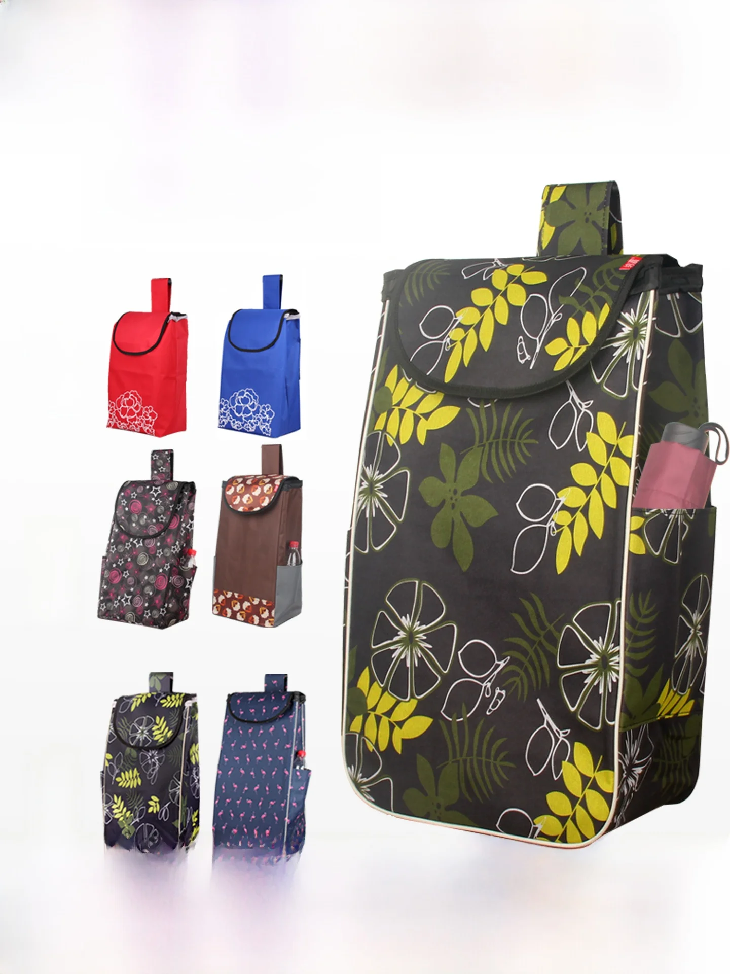 

Thiened Ox Cloth op Cart Bag Large Double Layer Portable Market Basket for Small Pulling Carts Foldable Handle