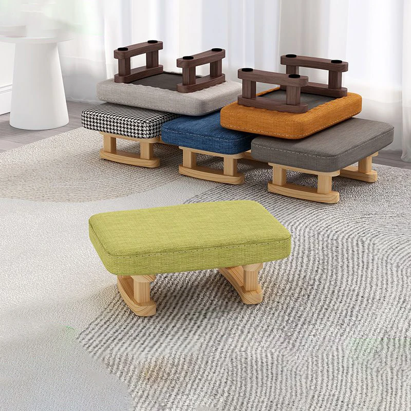 Colofull-taburete pequeño de madera con reposapiés, asiento con almohadilla antideslizante, cuadrado pequeño para el hogar, sala de estar, pasillo,