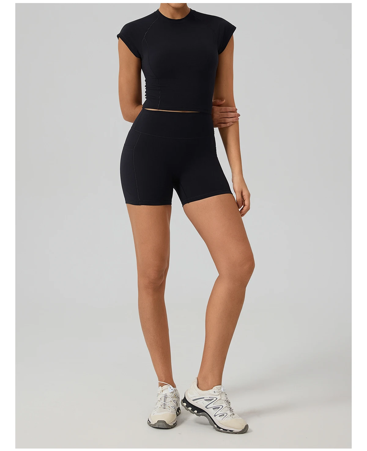 Hearuisavy Gym High Impact Kurzarm-Sport-T-Shirt für Damen, atmungsaktiv, schnell trocknend, eng anliegend, Yoga-Fitness-Tops, Lauf-Workout-T-Shirt – Detail 24