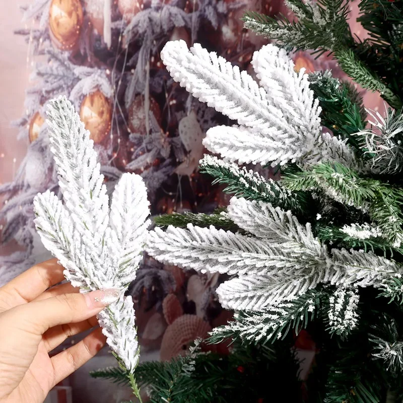20/1 قطعة عيد الميلاد الصنوبر إبرة فروع السرو ورقة توافدوا شجرة عيد الميلاد الصنوبر الاصطناعي نبات صناعي إكليل حلية الثلوج غصين ديكور #4