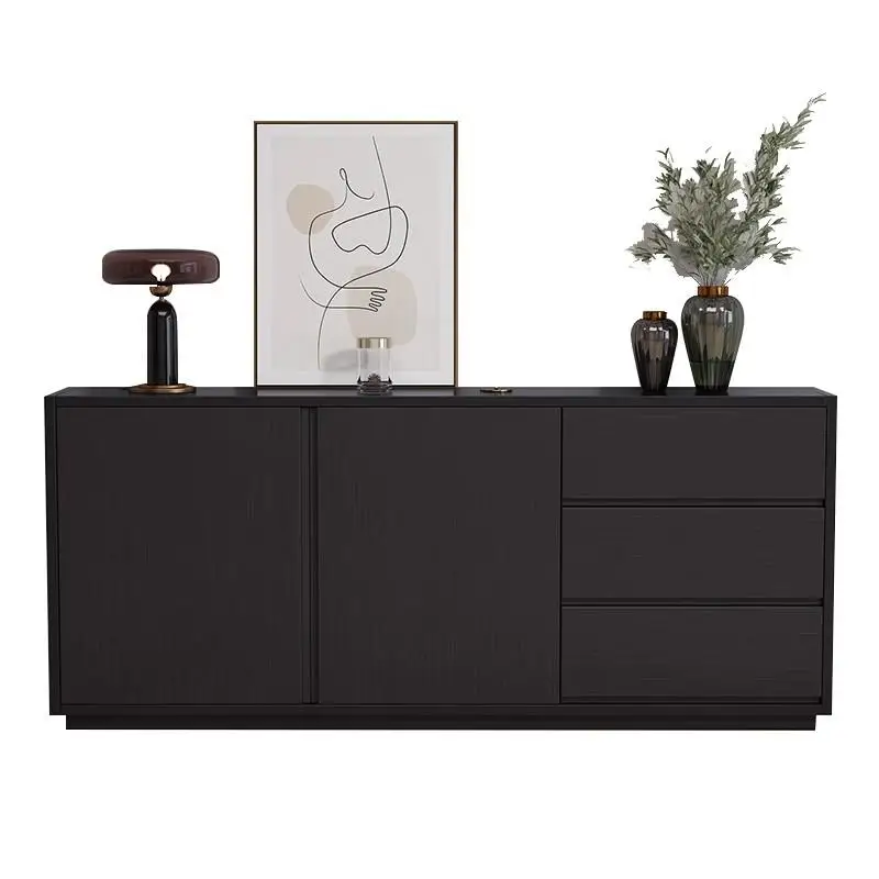 

Solid wood, side cabinet, modern, black, locker, against the wall