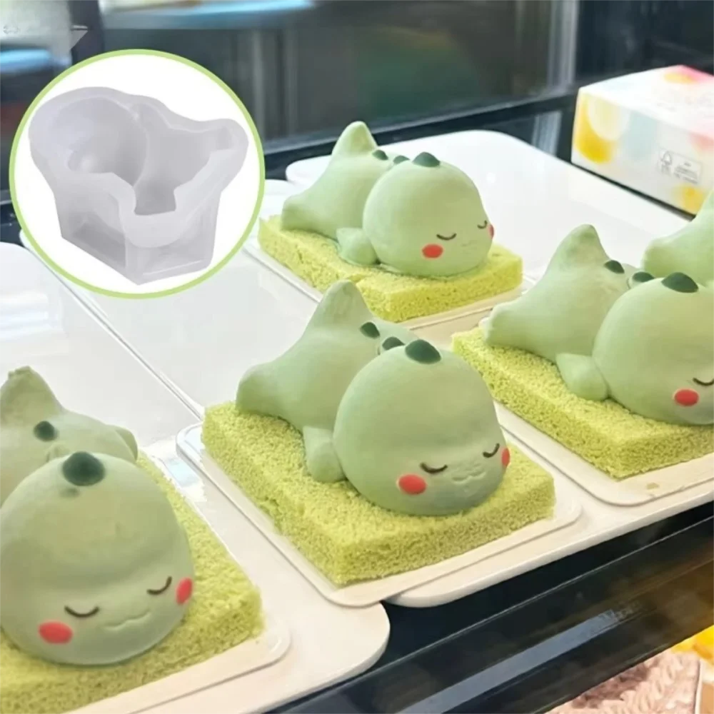 New Portable Milk Pudding Silicone Mold DIY Kitty Custard Mold Lying Dragon Cake Decoration Baking Tool