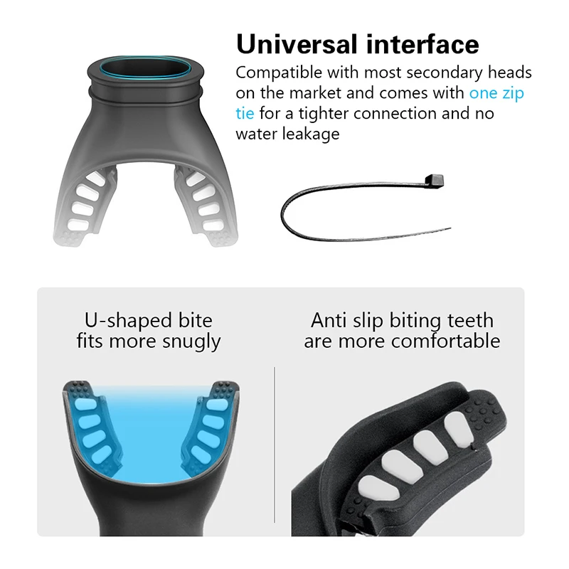 

Маска для подводного плавания с двухцветным силиконовым мундштуком, длинным захватом и шнурком для регулятора