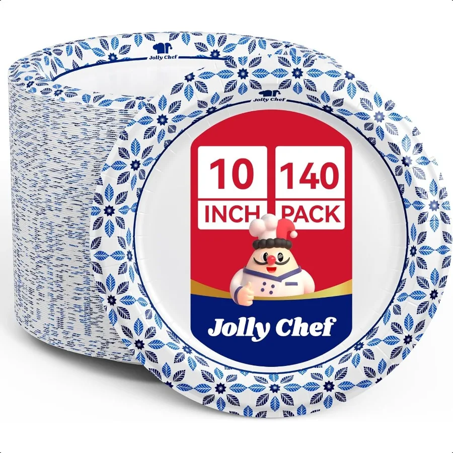 

10 inch Paper Plates 140 Count Soak Proof Cut Proof Heavy Duty Paper Plates for Everyday Use