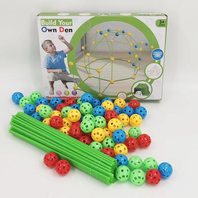 التعليمية DIY الأطفال داخلي الإبداعية البناء قلعة اللعب مجموعة الخيام بناء اللعب منازل الاطفال DIY خيمة اللعب #2