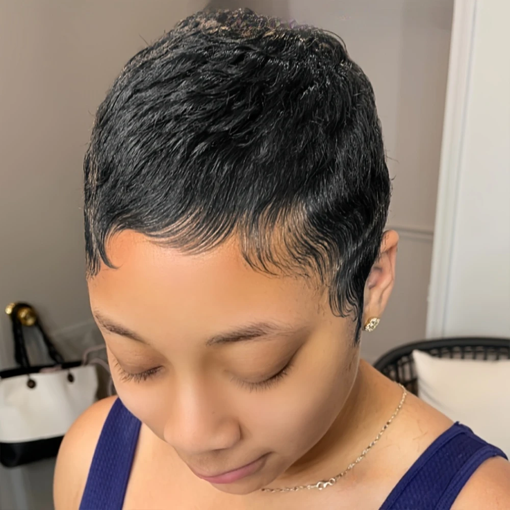 Pixie Cut Wig Short Straight Human Hair Wigs For Women Full Machine Made Wig