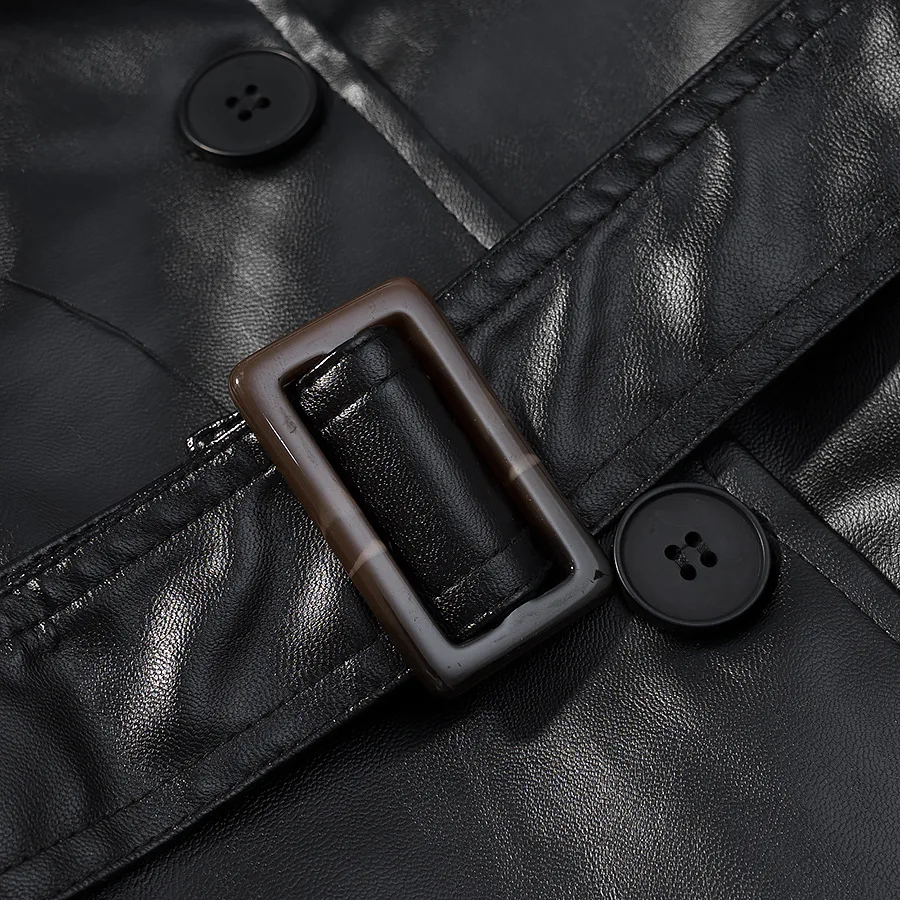 فو الجلود طويلة خندق معطف المرأة عادية بولي Leather سترة جلدية بدوره إلى أسفل طوق سترة الخريف الشتاء ملابس خارجية معاطف دافئة 2026