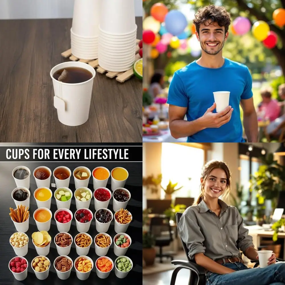 

12 oz Reusable Paper Cups - Eco-Friendly, Disposable Drink Cups for Coffee, Tea, Juice, and Everyday Use (1000 Pack)