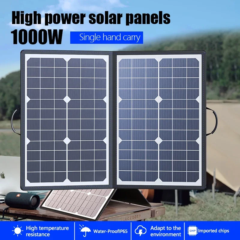 1000W Solar Panel Kit Complete Camping Foldable Solar Power Station Portable Generator Charger 18V for Car Boat Caravan Camp