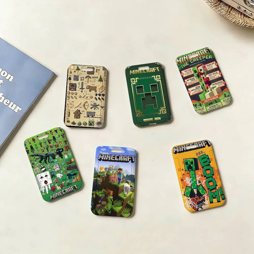 Porta Tarjetas de Identificación con Diseño Retro de Minecraft, 1 Pieza, Porta Tarjetas de Trabajo, Porta Credenciales con Cordón, para Hombres y Mujeres