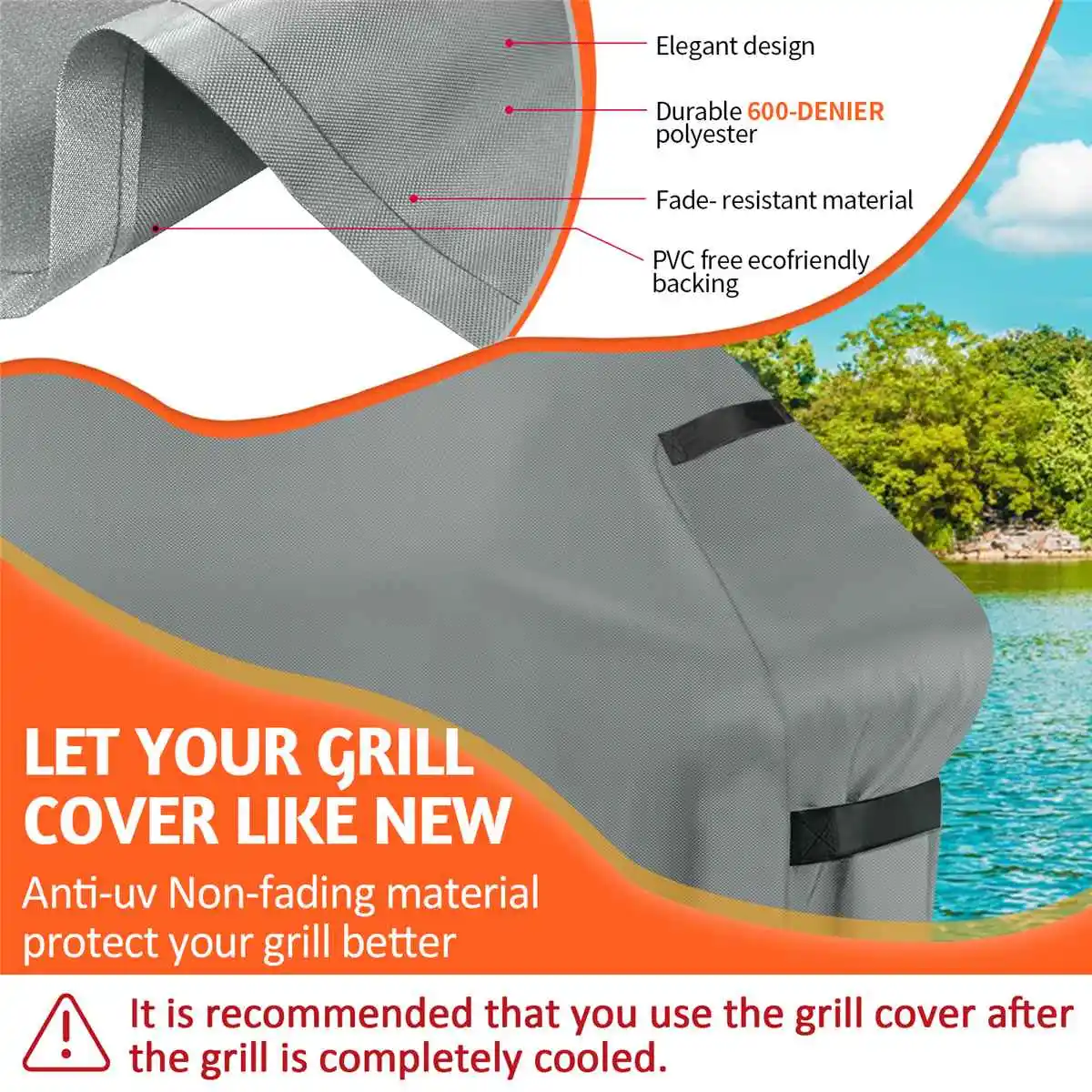 420D Oxford PU Coatint BBQ Grill Cover Outdoor Dustproof Waterproof Heavy Duty Grill Cover Anti-UV Rainproof Cover 147x61x122cm