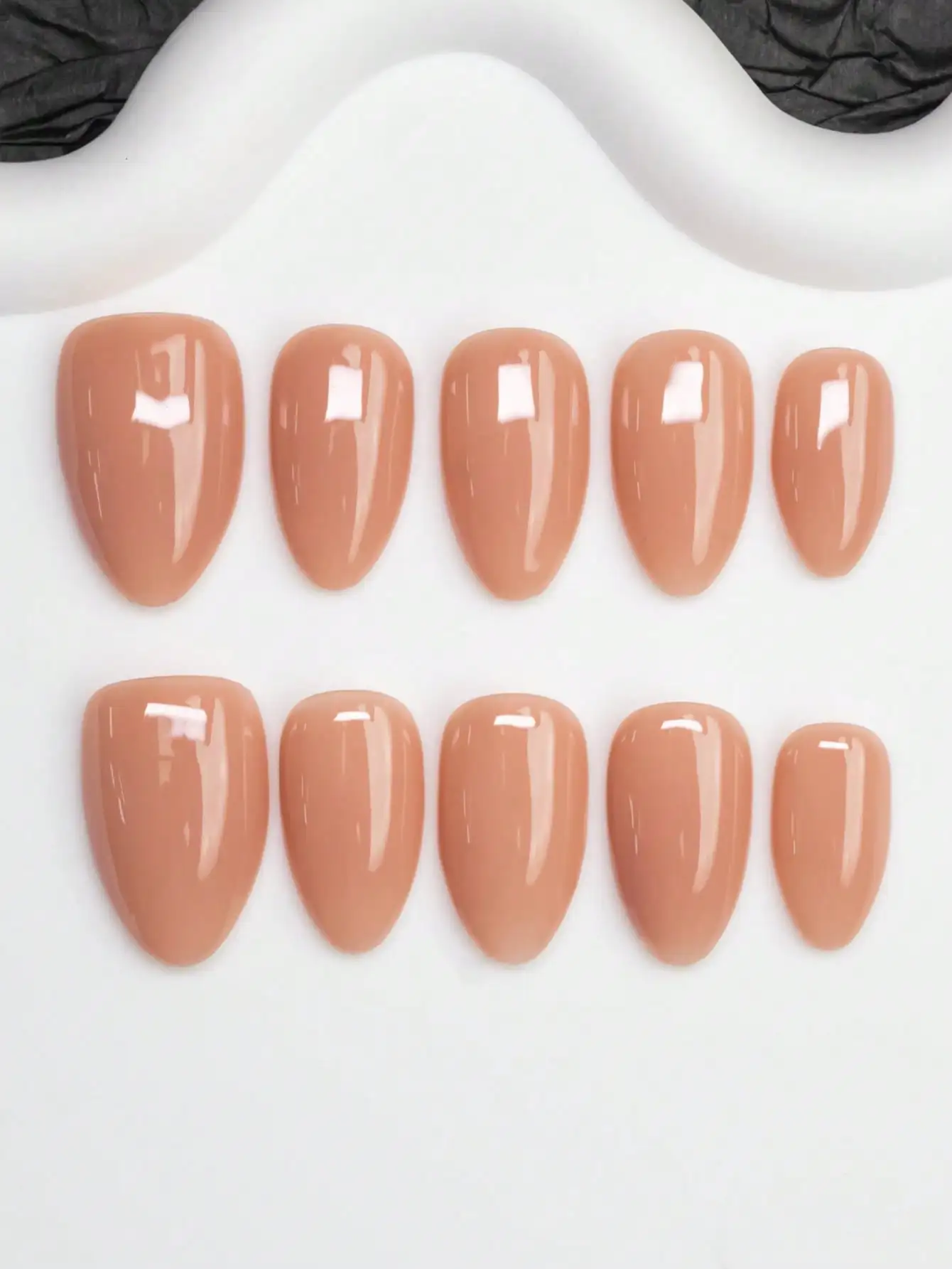 

10pcs/Set Handmade Almond-Shaped Y2K Baddie Style Nail Tips, Nude Solid Color Design, Handcrafted Wearable Nails, Suitable For W