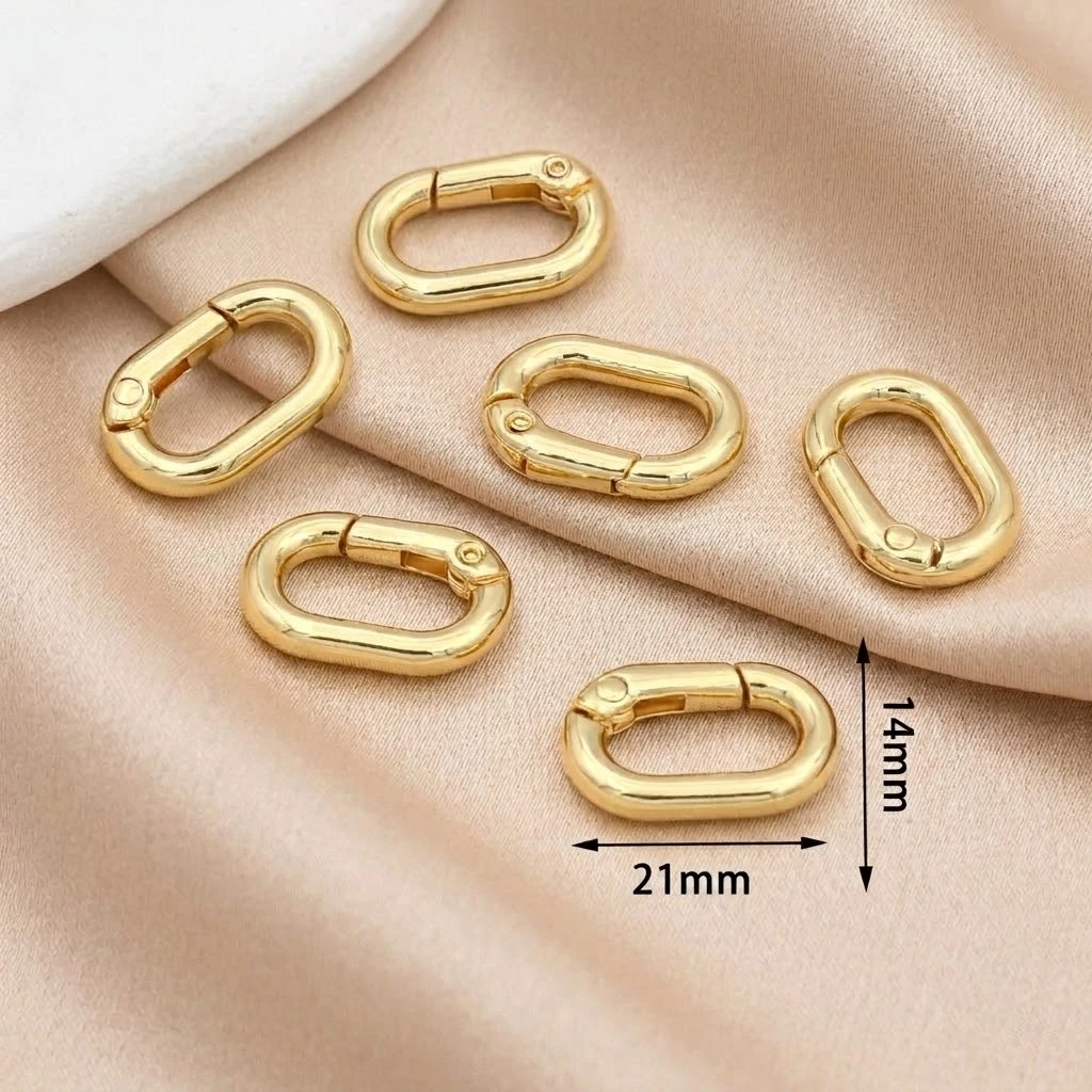 5pcs 18K Gold Plated Oval Spring Clasp For Bracelet Making,Brass Buckle Clasp Carabiner,Lock For Jewelry,Accessories For Jewelry