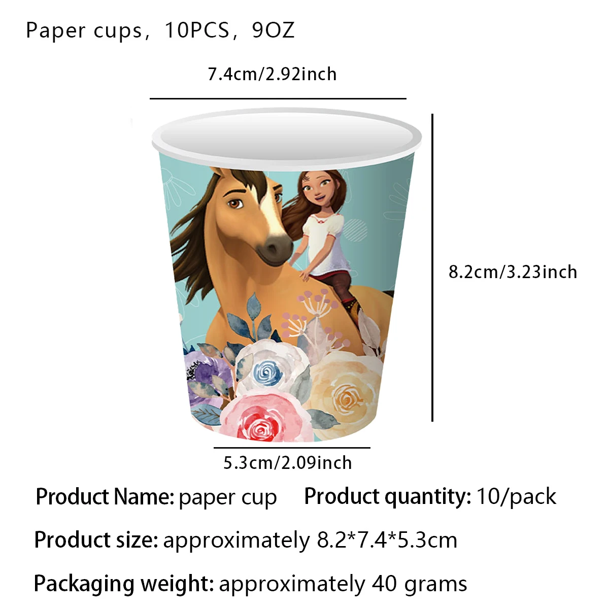 Cartoon Geist-Hengst Reiten Pferd Geburtstag Party Decor Einweg Kuchen Topper Tischdecke Platte Tasse Kinder Mädchen Geschenk Supplie Set – Detail 3