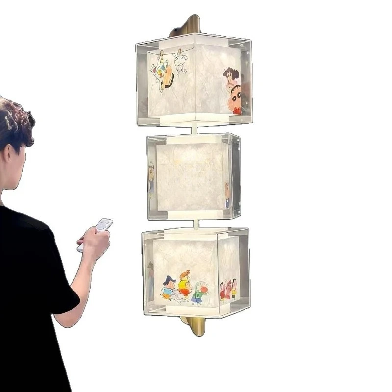 Acrylic 360-degree rotating advertising light box column, intelligent remote control color-changing LED light column