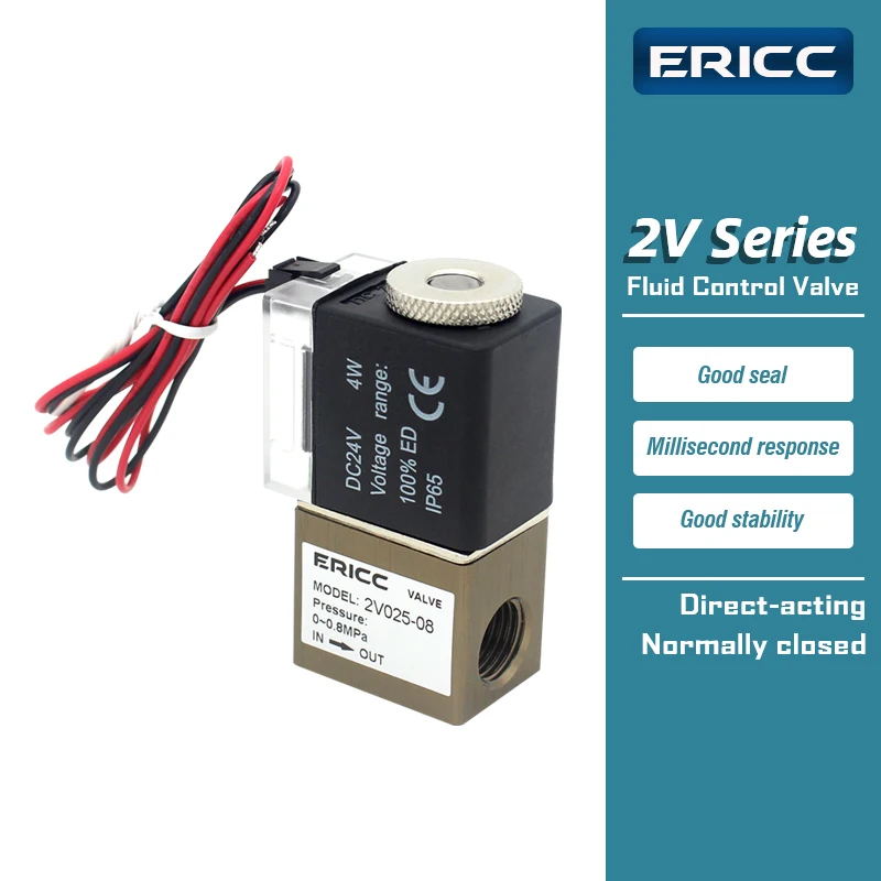 

2V025-08 2V025-06 Normally Closed 2 Way 2 Position Air Solenoid Valve Fluid Control Valve DC24V AC220V 1/4 1/8