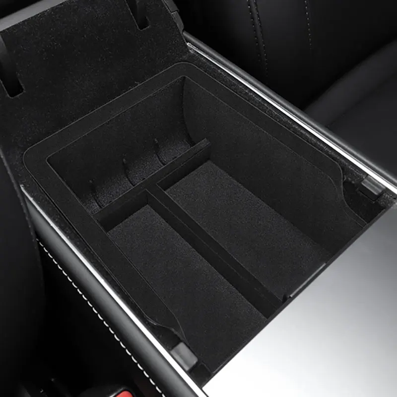 

Storage Box For Tesla Model 3 2021-2023 Y 20-24 Car Central Armrest Hidden Flocking/ABS Storage Box Organizer