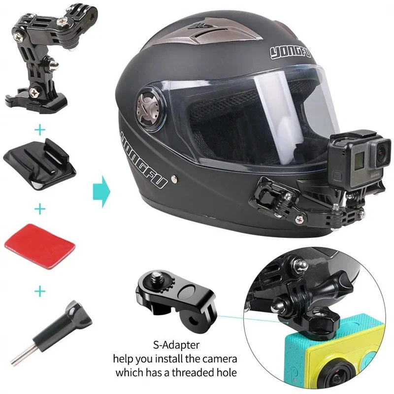 Go Pro Accessories Turntable Button Mount Motorcycle Helmet Chin Bracket Arm For Gopro Hero 12 9 Dji Insta 360 Camera Accessory