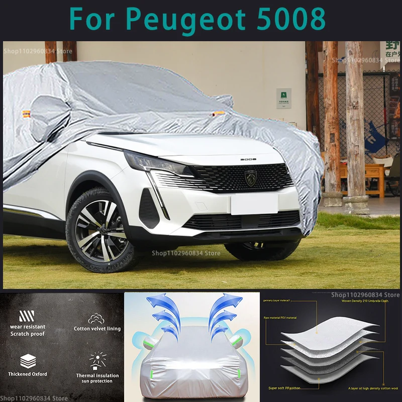 

For Peugeot 5008 Full Car Covers Outdoor Sun uv protection Dust Snow Protective Anti Hail And Storm Auto Protective cover