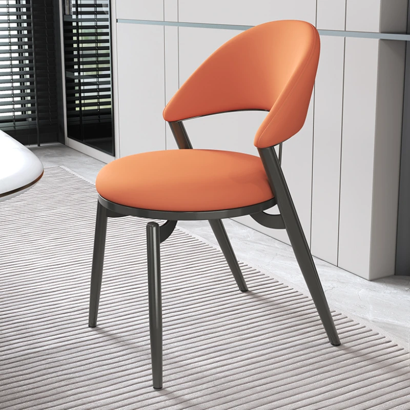 Orange Nordic Dinning Chair Waterproof Eaiting Orange Design Dinning Chair Minimalist Accent Cadeiras De Jantar Furniture